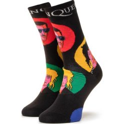 Skarpety Wysokie Unisex HAPPY SOCKS - QUE01-9301 Czarny Kolorowy. Czarne skarpetki damskie Happy Socks, bez wzorów, z elastanu. Za 54,90 zł.