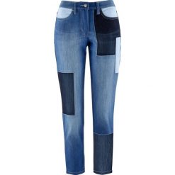 Dżinsy ze stretchem 7/8 patchworkowe bonprix niebieski "stone”. Niebieskie boyfriendy damskie bonprix. Za 109,99 zł.