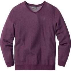 Swetry klasyczne męskie: Sweter z dekoltem w serek Regular Fit bonprix jeżynowy melanż