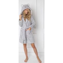 Aruelle - Szlafrok Sweet Bear. Szare szlafroki damskie Aruelle, s, z aplikacjami, z poliesteru, bez rękawów, z kapturem. W wyprzedaży za 139,90 zł.
