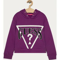 Guess Jeans - Bluza dziecięca 116-176 cm. Czarne bluzy dziewczęce Guess Jeans, z nadrukiem, z bawełny, bez rękawów, z kapturem. Za 219,90 zł.