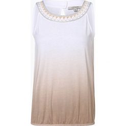 Comma casual identity - Top damski, beżowy. Brązowe topy damskie comma casual identity, z haftami, bez kołnierzyka. Za 99,95 zł.