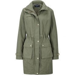 Parka bonprix oliwkowy. Zielone parki damskie bonprix, bez wzorów, bez kaptura. Za 219,99 zł.