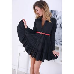 Tunika PROLETINA BLACK. Czarne tuniki damskie IVET, w paski, bez kołnierzyka, bez rękawów. W wyprzedaży za 79,00 zł.