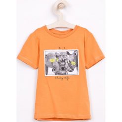 Name it - T-shirt dziecięcy 92-128 cm. Pomarańczowe t-shirty chłopięce marki Name it, z nadrukiem, z elastanu, bez rękawów. W wyprzedaży za 39,90 zł.