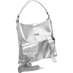 Torebka shopper bag damska worek A4 Badura srebrna - srebrny. Szare torby damskie na zakupy Badura, bez wzorów, ze skóry ekologicznej, klasyczne, duże, bez dodatków. Za 269,99 zł.