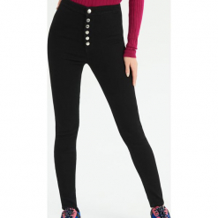 Jeansy super skinny z wysokim stanem - Czarny. Czarne spodnie z wysokim stanem Sinsay, z jeansu. Za 59,99 zł.