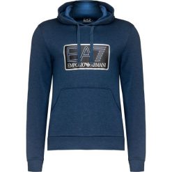 Bluza EA7 EMPORIO ARMANI. Niebieskie bluzy męskie EA7 Emporio Armani, bez wzorów, z dresówki, z kapturem, bez rękawów, z kapturem. W wyprzedaży za 336,00 zł.