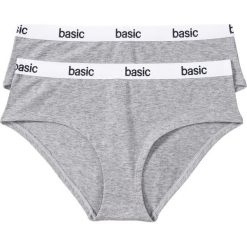 Figi "panty" (2 pary), bawełna organiczna bonprix 2x szary melanż. Szare majtki damskie bonprix, bez wzorów. Za 35,98 zł.