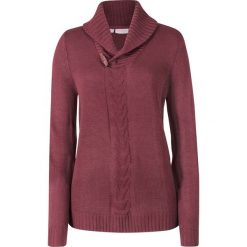 Sweter w warkocze, z szalowym kołnierzem bonprix czerwony klonowy. Czerwone swetry damskie bonprix, bez wzorów, bez rękawów, bez kaptura. Za 89,99 zł.