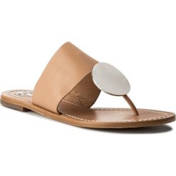 Japonki TORY BURCH - Patos Disk Sandal 46914 Natural Vachetta/Silver 261. Brązowe klapki damskie Tory Burch, bez wzorów, ze skóry, bez obcasa, na obcasie. W wyprzedaży za 599,00 zł.