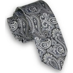 Szary Elegancki Krawat Męski w Pasiley -ALTIES- 6 cm, Popielaty, Srebrny, Łezki KRALTS0296. Szare krawaty męskie Alties, z tkaniny, eleganckie. Za 39,00 zł.