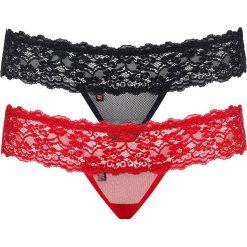 Tanga Lacea - dwupak. Czerwone majtki damskie Obsessive, w koronkowe wzory, z materiału. Za 65,99 zł.