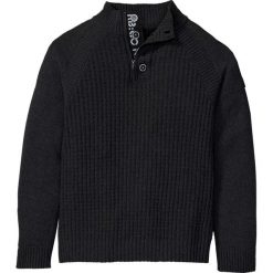 Sweter ze stójką z bawełny z recyklingu bonprix czarny. Czarne swetry męskie bonprix, s, w prążki, z bawełny. Za 109,99 zł.