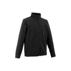 Kurtka Softshell trekkingowa - TREK 100 WINDWARM męska. Czarne kurtki męskie QUECHUA, m, bez wzorów, z elastanu, bez kaptura, trekkingowe. Za 99,99 zł.