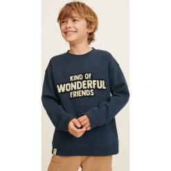 Mango Kids - Bluza dziecięca 104-164 cm. Niebieskie bluzy chłopięce Mango Kids, bez wzorów, z bawełny, bez rękawów, bez kaptura. W wyprzedaży za 35,90 zł.