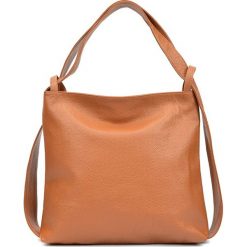 Shopper bag damskie: Skórzana torebka w kolorze koniaku – (D)40 x (S)36 cm