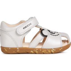 Geox - Sandały dziecięce. Białe sandały dziewczęce Geox, ze skóry, z okrągłym noskiem, bez zapięcia. Za 259,90 zł.