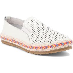 Espadryle LANQIER - 42C1966 Biały. Białe espadryle damskie marki Lanqier, ze skóry, na płaskiej podeszwie. W wyprzedaży za 139,00 zł.