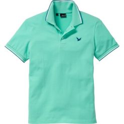 Shirt polo bonprix zielony miętowy. Zielone koszulki męskie bonprix, s, bez wzorów, z bawełny, polo, bez rękawów. Za 44,99 zł.
