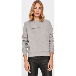 Tommy Jeans - Bluza bawełniana. Szare bluzy damskie Tommy Jeans, s, z aplikacjami, z bawełny, z długim rękawem, długie, bez kaptura. Za 399,90 zł.