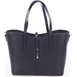 Torebki klasyczne damskie: Skórzana torebka w kolorze granatowym – 40 x 27 x 14 cm