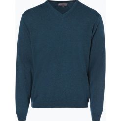 Finshley & Harding - Sweter męski z kaszmiru i jedwabiu, niebieski. Niebieskie swetry klasyczne męskie marki Finshley & Harding, m, z kaszmiru. Za 199,95 zł.