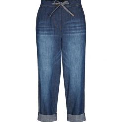 Dżinsy z gumką w talii i lampasami, Straight Fit bonprix ciemnoniebieski. Niebieskie jeansy damskie bonprix, bez wzorów, z jeansu. Za 109,99 zł.