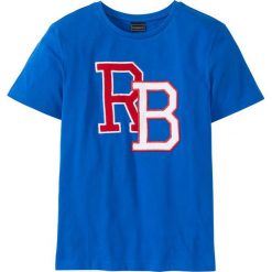 T-shirt Slim Fit bonprix lazurowy. Czerwone t-shirty męskie marki House, l, z kontrastowym kołnierzykiem. Za 21,99 zł.