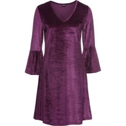 Sukienka aksamitna z falbanami: must have bonprix czarny bez. Fioletowe sukienki damskie bonprix, bez wzorów, z dekoltem w serek, bez rękawów. Za 59,99 zł.