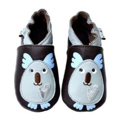 Buciki niemowlęce: Skórzane buty niemowlęce „Koala” w kolorze ciemnobrązowo-błękitnym