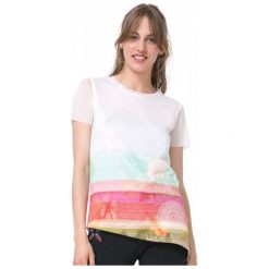 Desigual T-Shirt Damski Asimetric Polynesia Xl Biały. Białe koszulki damskie marki Desigual, xl. W wyprzedaży za 126,00 zł.
