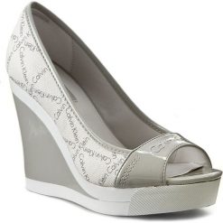Creepersy damskie: Półbuty CALVIN KLEIN JEANS – Electra City Grid Smooth/Paten RE9230 White/Pear