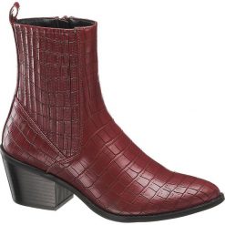 Botki damskie Vero Moda bordowe. Czerwone botki damskie Vero Moda, ze skóry, bez obcasa, na obcasie, na zamek. Za 239,90 zł.