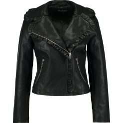Bomberki damskie: Miss Selfridge RUFFLE BIKER Kurtka ze skóry ekologicznej black