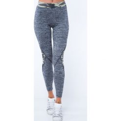 Legginsy z łączonych materiałów 8047. Szare legginsy damskie Fasardi, s, bez wzorów, z materiału. Za 31,20 zł.