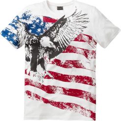 T-shirt Slim Fit bonprix biel wełny. Białe t-shirty męskie bonprix, s, z nadrukiem, z wełny, bez kołnierzyka. Za 44,99 zł.