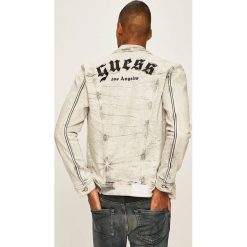 Guess Jeans - Kurtka jeansowa. Szare płaszcze męskie Guess Jeans, s, z haftami, z bawełny, krótkie, bez kaptura. Za 649,90 zł.