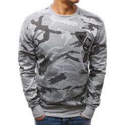 Bluzy męskie: Bluza męska z nadrukiem camo szara (bx3466)