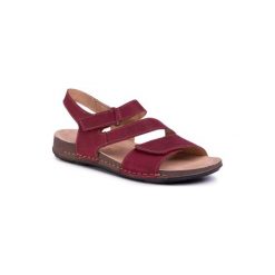 GO SOFT WI21-CORSA-04 Czerwony. Czerwone sandały damskie GO SOFT, bez wzorów, ze skóry, bez obcasa, bez zapięcia. Za 99,99 zł.