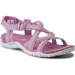 Sandały MERRELL - Terran Ari Lattice J94026 Very Grape. Fioletowe klapki damskie marki Merrell, bez wzorów, ze skóry, bez obcasa. W wyprzedaży za 169,00 zł.