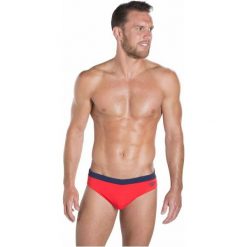 Kąpielówki męskie: Speedo Kąpielówki Essential Logo 7cm Brief Lava Red/Navy 32