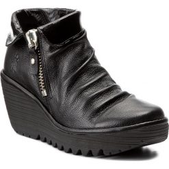 Botki FLY LONDON - Yoxifly P500755009 Mous/Luxo Black. Czarne buty zimowe damskie Fly London, z materiału, na obcasie. W wyprzedaży za 339,00 zł.