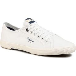 Tenisówki PEPE JEANS - Aberman Smart PMS30625 White 800. Białe półbuty męskie Pepe Jeans, na co dzień, bez wzorów, z jeansu, bez zapięcia. W wyprzedaży za 169,00 zł.