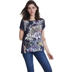 Desigual Edimburgo Koszulka Niebieski. Niebieskie koszulki damskie Desigual, s, z aplikacjami, z elastanu, bez kołnierzyka. Za 218,95 zł.