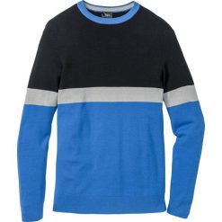 Sweter z okrągłym dekoltem bonprix lodowy niebieski - czarny. Niebieskie swetry męskie bonprix, m, bez wzorów, z okrągłym kołnierzem, bez kaptura. Za 32,99 zł.