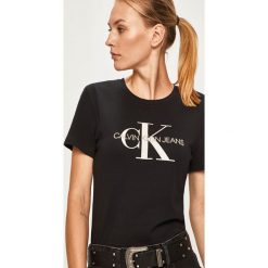 Calvin Klein Jeans - T-shirt. Białe bluzki damskie Calvin Klein Jeans, s, z nadrukiem, z bawełny, z okrągłym kołnierzem, z krótkim rękawem. Za 229,90 zł.