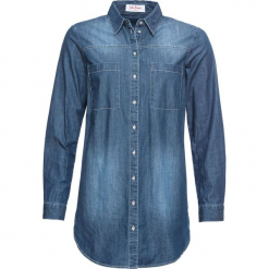 Bluzka dżinsowa, długa bonprix niebieski. Niebieskie bluzki longsleeves bonprix. Za 89,99 zł.