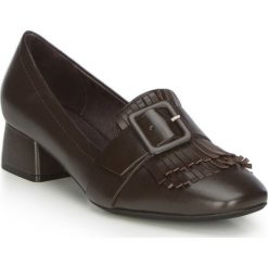 Buty damskie. Pomarańczowe czółenka damskie Wittchen, bez wzorów, ze skóry, na wysokim obcasie, na słupku. W wyprzedaży za 299,90 zł.