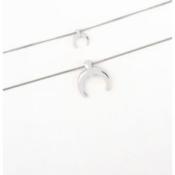 Naszyjniki damskie: NA-KD Accessories Naszyjnik z podwójnym półksiężycem – Silver